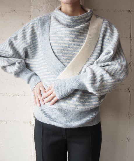 Stripe Design Knit BLWH