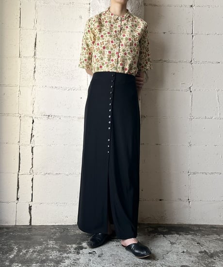 Front Button Easy Tight Skirt BK