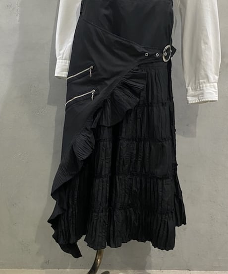 Belted Tiered Design Skirt BK