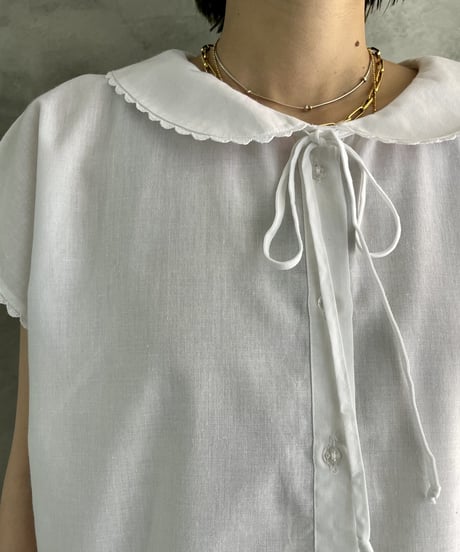 Round Collar S/S Blouse WH