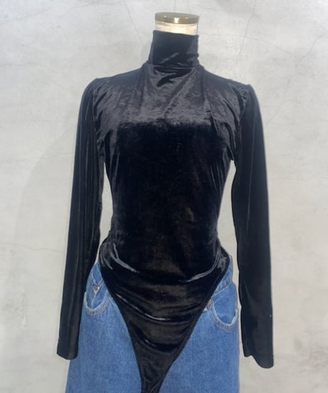 Velour Turtle Neck Body Suit BK