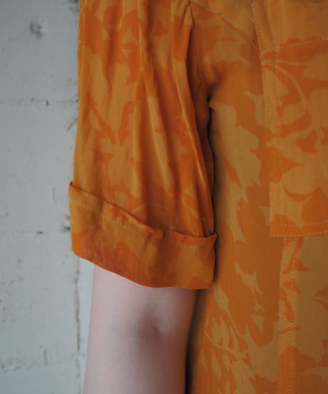 Sheer Floral Collarless Shirt OR