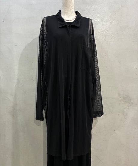 L/S Sheer Shirt Dress BK