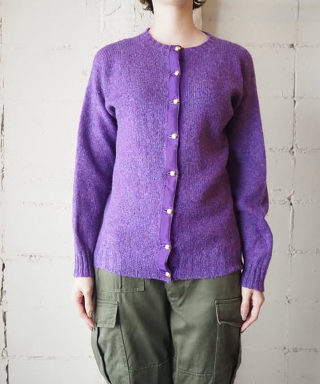 1960～70's Shetland Crew Neck Cardigan PUR