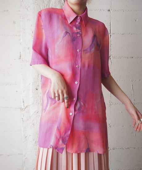 Flower Pattern Sheer Shirt PI