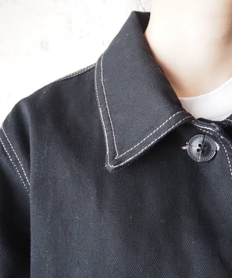 White Stitch Denim Jaket BK