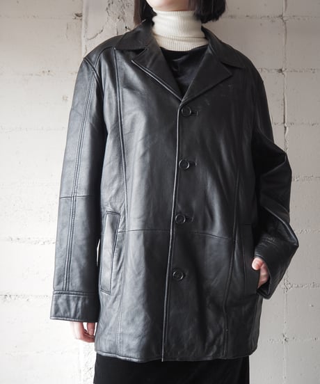 WILSONS LEATHER Open Collar Leather Jacket BK