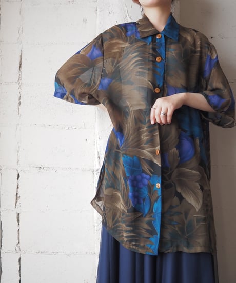 Leaf Pattern Sheer Shirt KABL