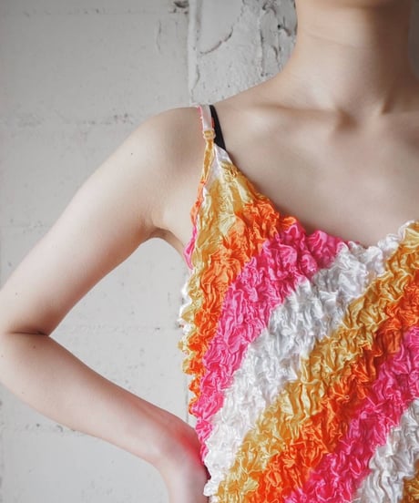 Stripe Popcorn Camisole WH OR PI