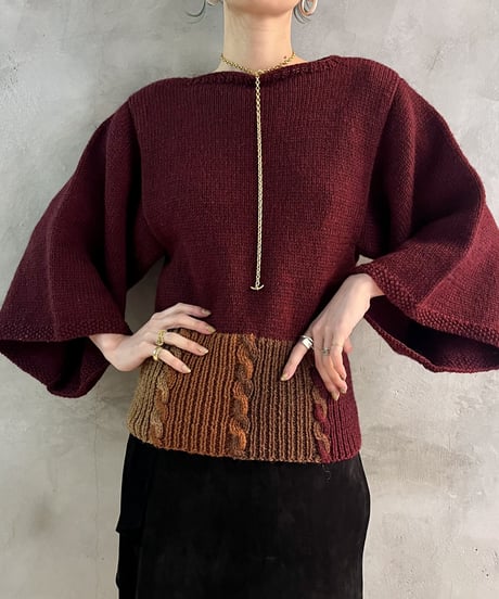 Hem Color Pattern Volume Sleeve Knit BURBR