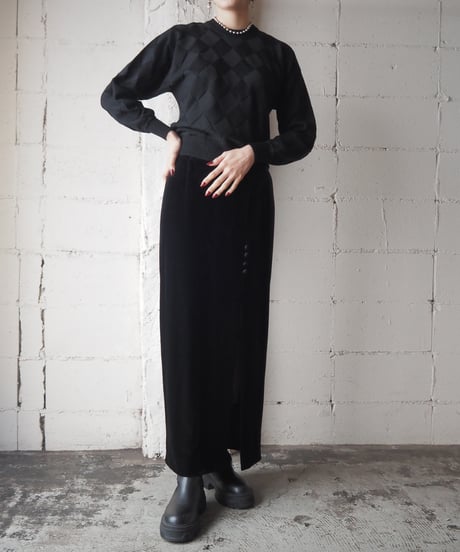 Dolman Sleeve Lattice Knit BK