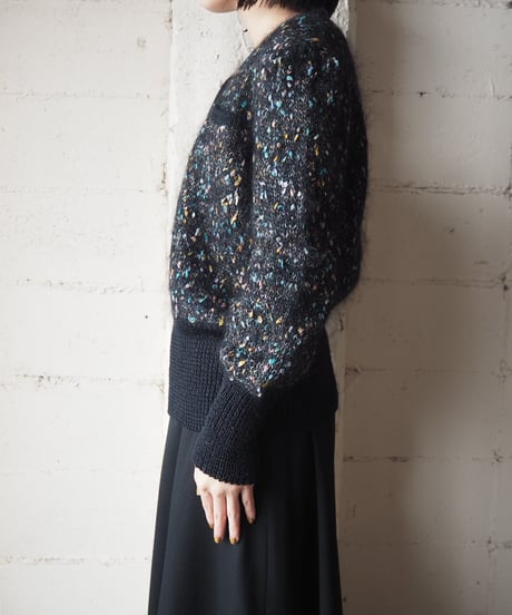 Mix Color MohairLong Rib Knit BK