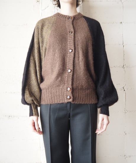 Tricolor Dolman Sleeve Mohair Cardigan BRBKKA