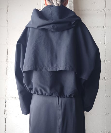 Drop Shoulder Hooded Jacket BK