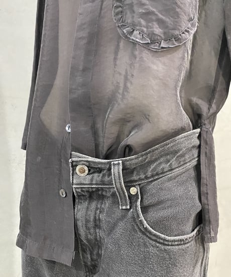 LE JEAN DE MARITHE + FRANCOIS GIRBAUD Frill Pocket Fly Front Sheer Shirt BK