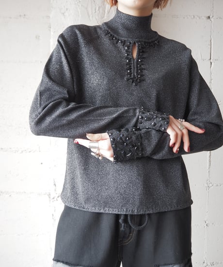 Peekaboo Stone Lame Mix Knit BKSV