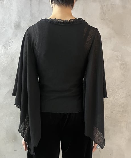 Angel Sleeve V Neck Blouse BK
