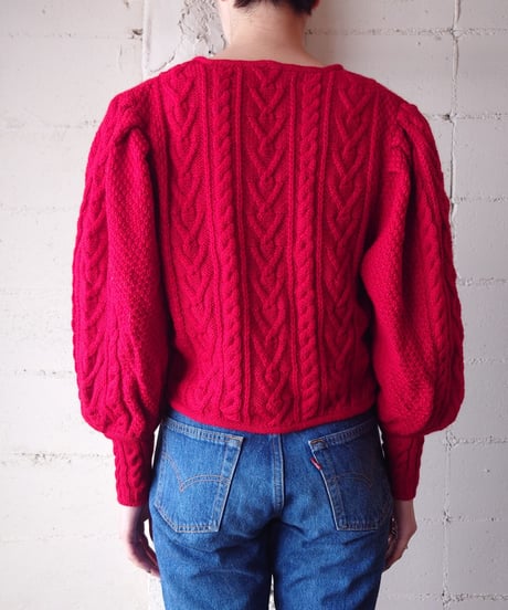Open Collar Tyrolean Knit Cardigan RE