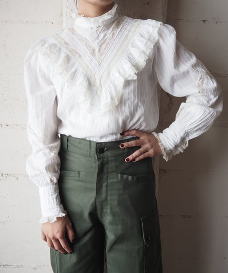 Stand Collar Lace  Design  Blouse  WHIV