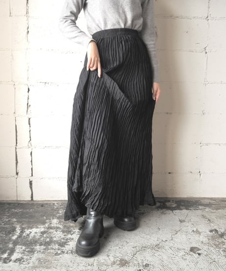 Pleated Tiered Easy Skirt BK