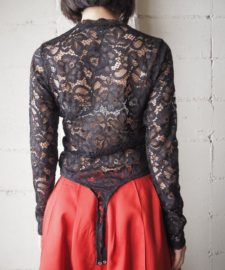 Mock Neck Lace Bodysuit BK