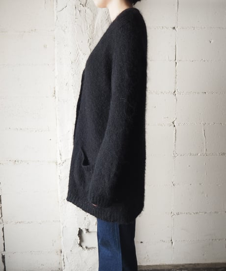 Vneck Mohair Knit Cardigan BK