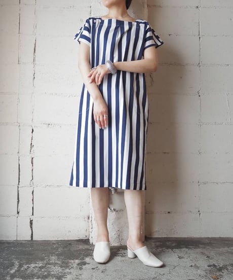 Square Neck Stripe Dress NVWH