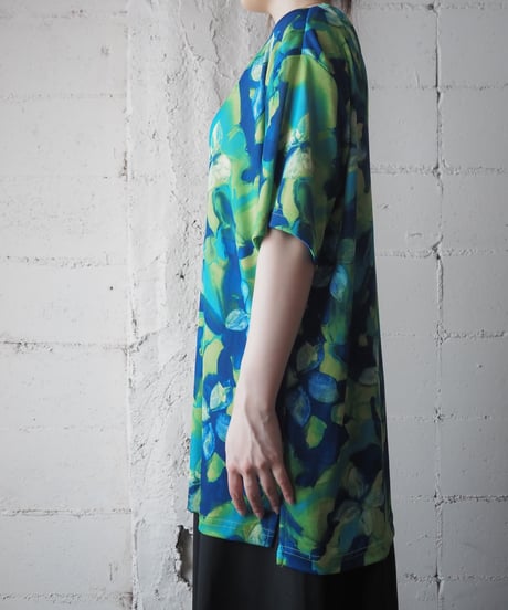 Flower Pattern S/S Spandex Tee BLLGN