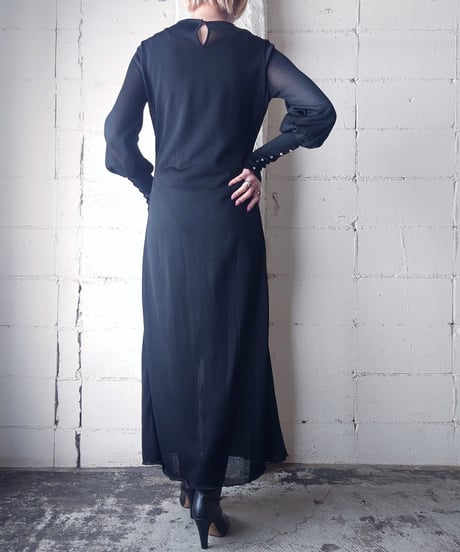 1970-80's Italy Juliano Knits Long Cuff Knit Dress BK