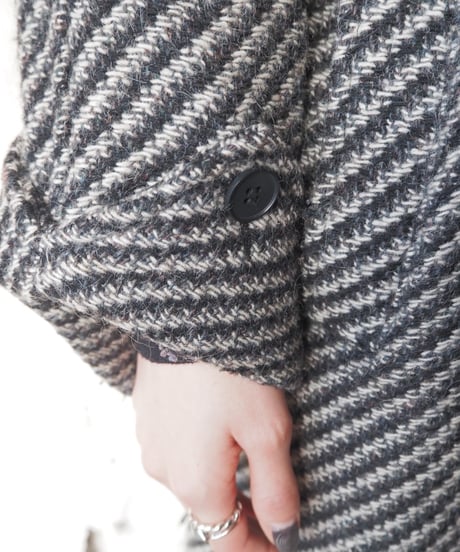 Stand Collar Tweed Coat BKGR