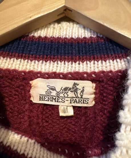 HERMES Multi Color Cable  Knit Sweater BUR