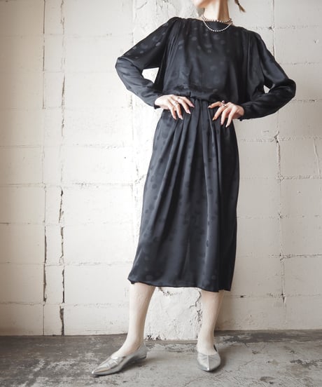 Shodow Dot Satin Dress BK