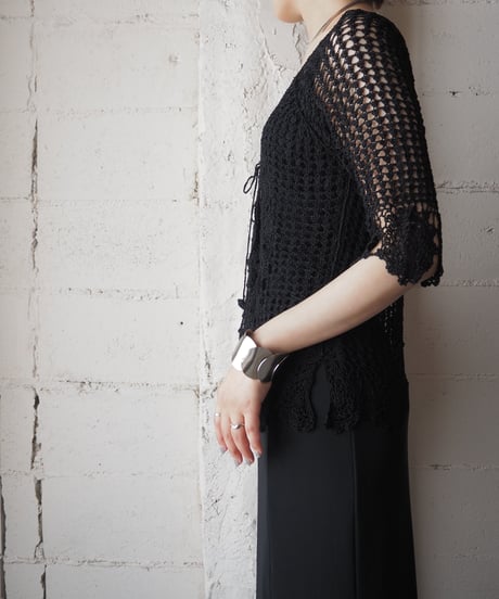 3/4 Sleeve Crochet Cardigan BK