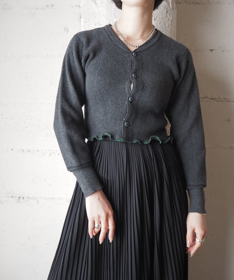 REMAKE Frilled Hem Thermal Cardigan DGR
