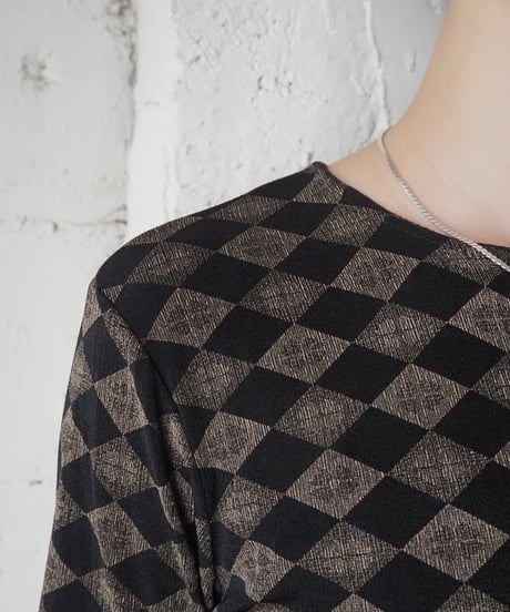 Argyle Pattern Short Sleeve Cutsewn BKBR