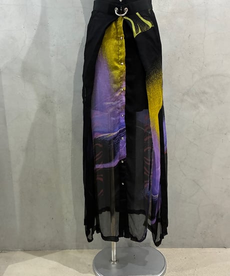 DIESEL Print Sheer Layered Skirt BKPURYE