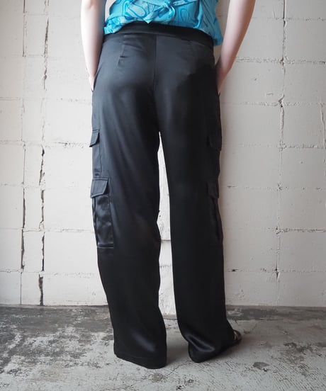 Shiny Satin Cargo Pants BK