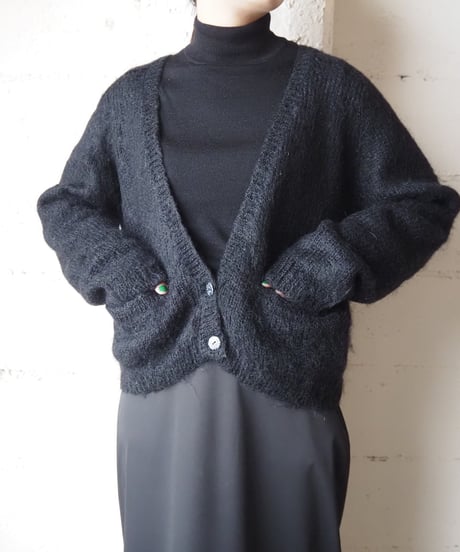 Mohair Knit Short Cardigan BK