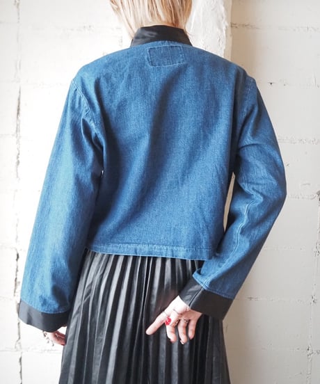 Satin Collas Denim Short China Shirt BL