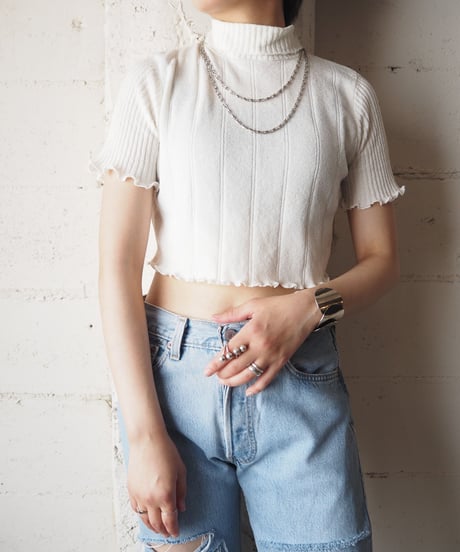 1970’s Frilled Hem Rib Knit WH