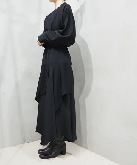 Dolman Sleeve Frill Design Dress BK