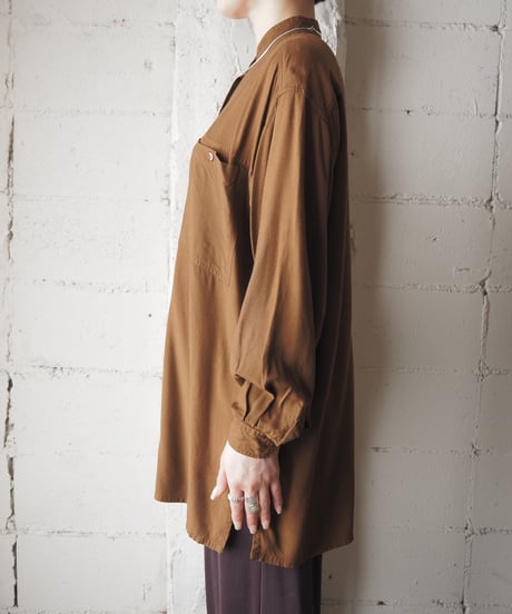 Band Collar Rayon Shirt BR