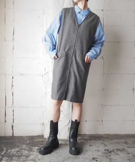 Zip Up Long Jacket Vest GR