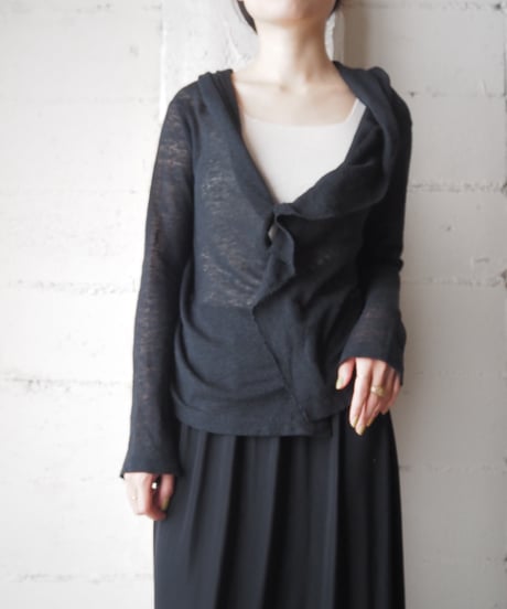 Y's Twisted Knit Short Cardigan BK