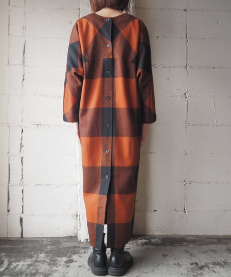 Collarless Block Check Dress ORBK