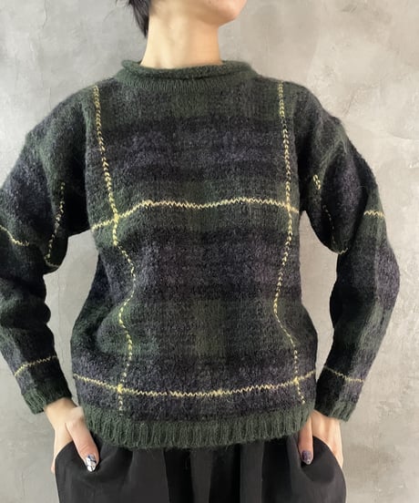 Mohair Mix Check Knit GNBK