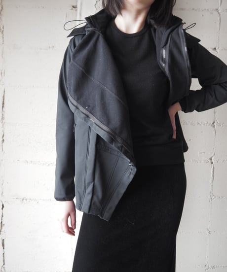 Fleece Lining Technical Softshell Hooded Jacket BK