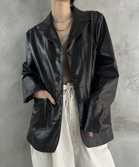 Fake Leather Tailored Jacket BK