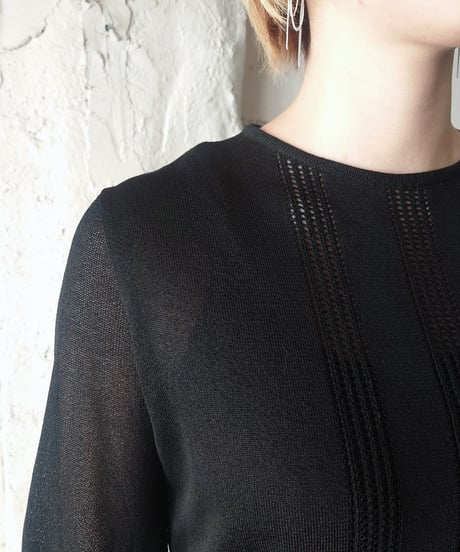 1970-80's Italy Juliano Knits Long Cuff Knit Dress BK