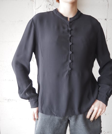 EMPORIO ARMANI Hulf Band Collar Shirt BK